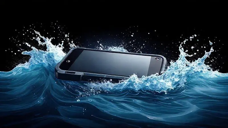Ilustração conceitual de uma capa de celular de material duro desviando ondas de choque e impacto.