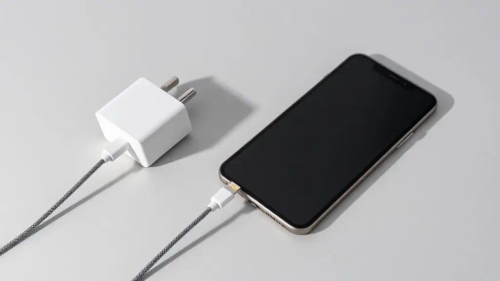 Carregador USB-C e cabo Lightning trançado de alta performance e custo-benefício, ideais para o carregamento rápido de um iPhone.