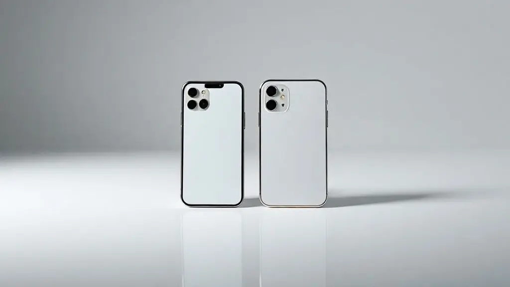 Dois smartphones lado a lado, um com bordas planas e outro com bordas arredondadas, representando a comparação definitiva entre iPhone 11 e iPhone 12.