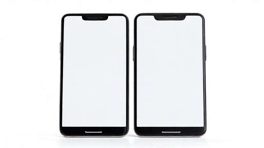 Comparativo ultra-realista lado a lado entre o iPhone 15 e o iPhone 16e, destacando o design e as telas dos smartphones sem marca.