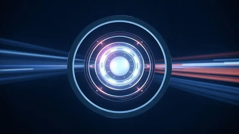 Render 3D artístico de um sensor de câmera com estabilização de imagem giroscópica, mostrando como a tecnologia funciona em um iPhone.