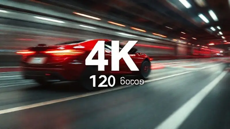 Ilustração conceitual de gravação de vídeo em movimento ultra-suave e alta resolução 4K, com atmosfera cinematográfica.