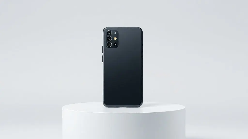 Fotografia de estúdio ultra-realista de um smartphone premium sem marca, simbolizando o iPhone 11 Pro, com foco nítido e iluminação suave.