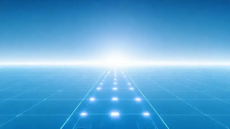 Render 3D de uma linha do tempo futurista, representando os anos de atualizações de software e a longevidade do aparelho.