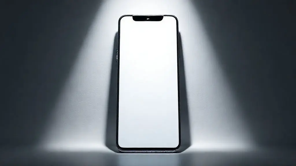 Close-up de uma película protetora de tela de alta qualidade, perfeitamente aplicada em um celular iPhone, destacando a transparência e proteção.