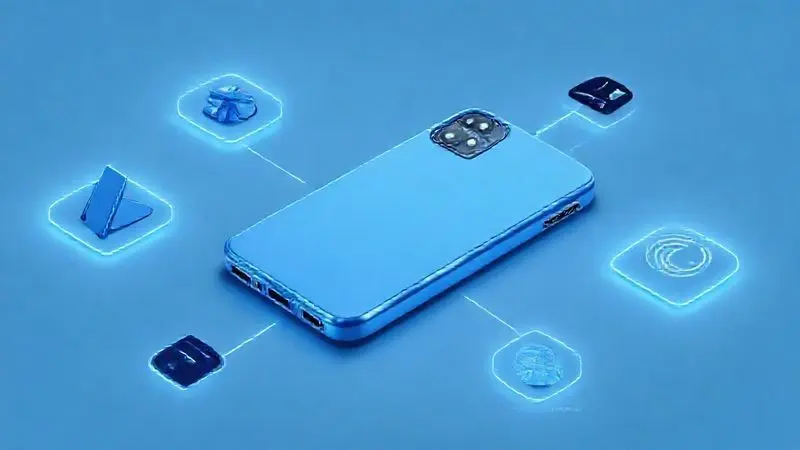 Ilustração conceitual dos recursos extras de uma capa de celular, como suporte e compatibilidade de carregamento sem fio.