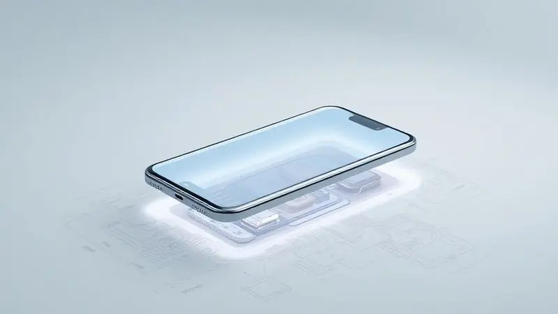 Ilustração conceitual do design e da tela de um smartphone, mostrando a fusão entre tecnologia avançada e estética moderna.